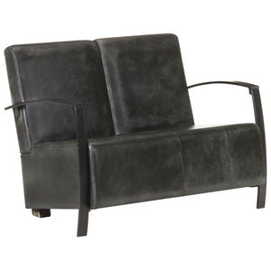 vidaXL 2-Seater Sofa Grey Genuine Leather