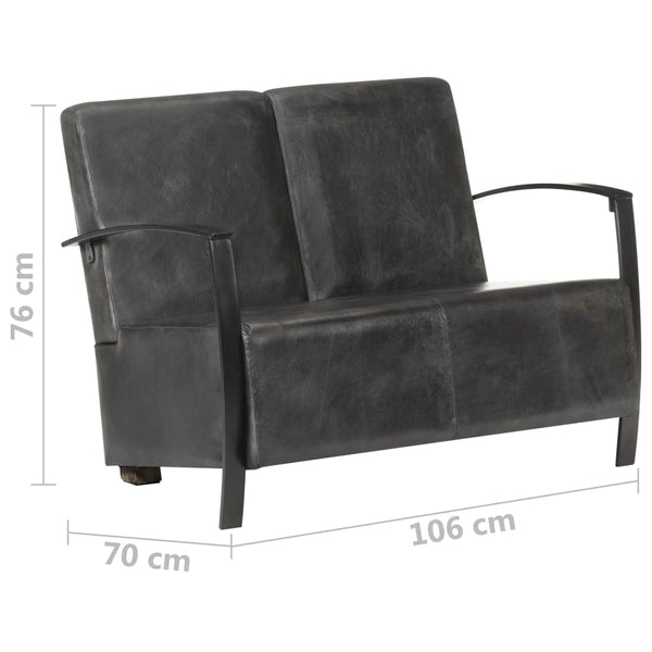 vidaXL 2-Seater Sofa Grey Genuine Leather