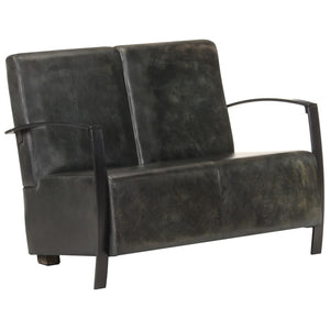 vidaXL 2-Seater Sofa Grey Genuine Leather