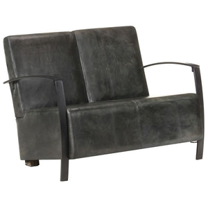 vidaXL 2-Seater Sofa Grey Genuine Leather