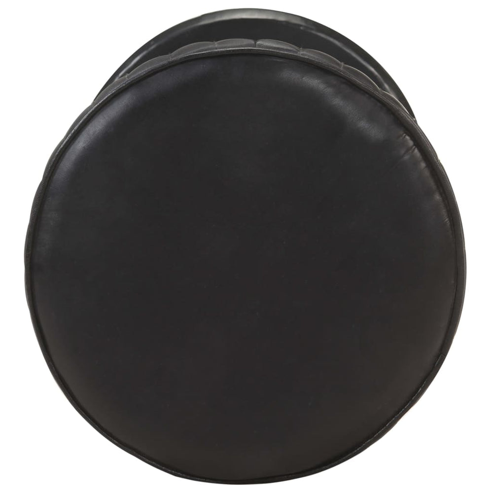 vidaXL Bar Stool Black Real Leather