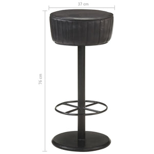vidaXL Bar Stool Black Real Leather
