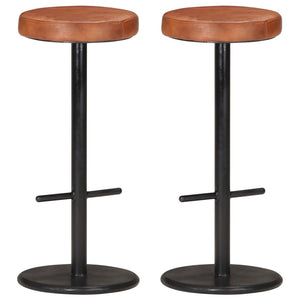 vidaXL Bar Stools 2 pcs. Brown Genuine Leather