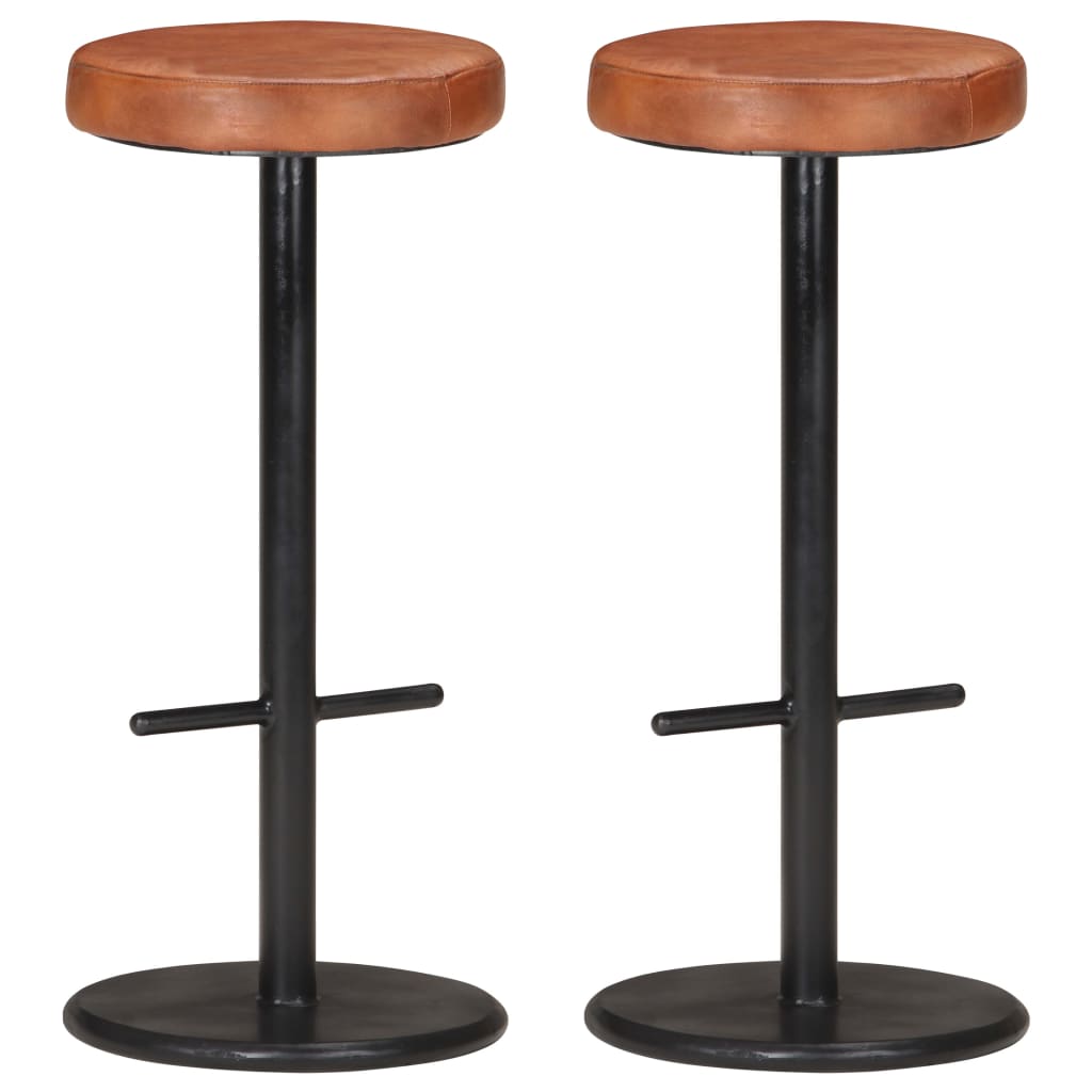 vidaXL Bar Stools 2 pcs. Brown Genuine Leather