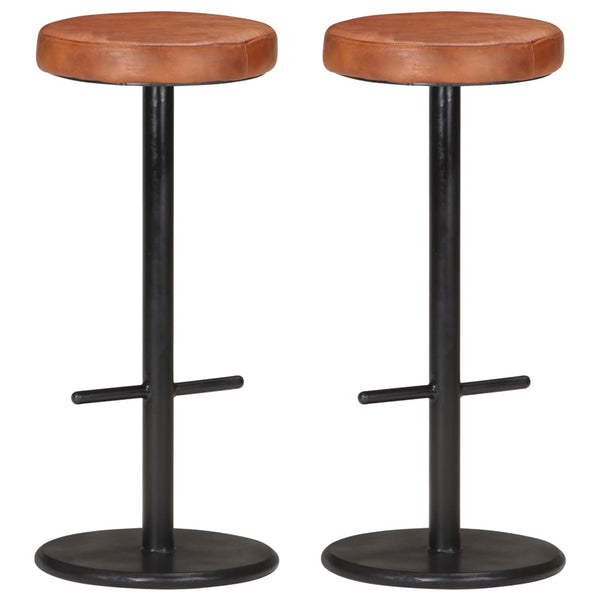 vidaXL Bar Stools 2 pcs. Brown Genuine Leather