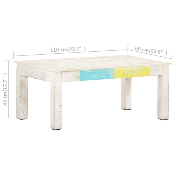 vidaXL Coffee Table White 110x60x45 cm Solid Mango Wood