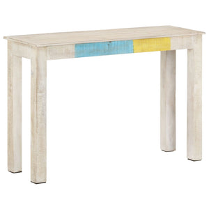 vidaXL Console Table White 115x35x77 cm Rough Mango Wood