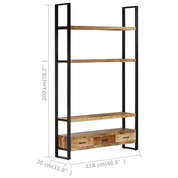 Massivholz Bücherregal Mango 118x30x200 cm