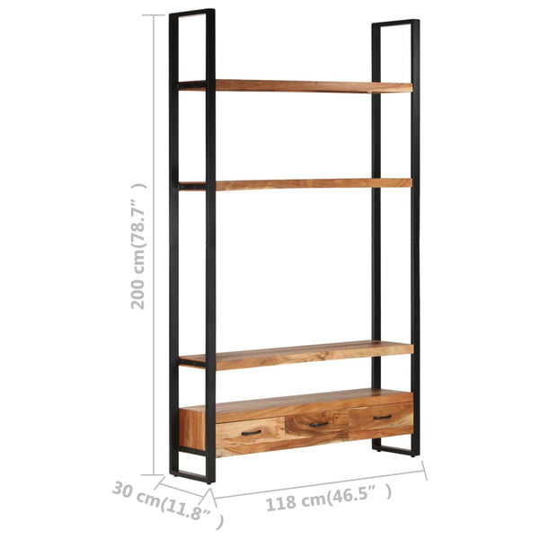 vidaXL Bookcase 118x30x200 cm Solid Acacia Wood