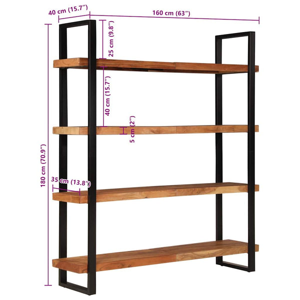Massivholz Bücherregal Akazie 160x180 cm