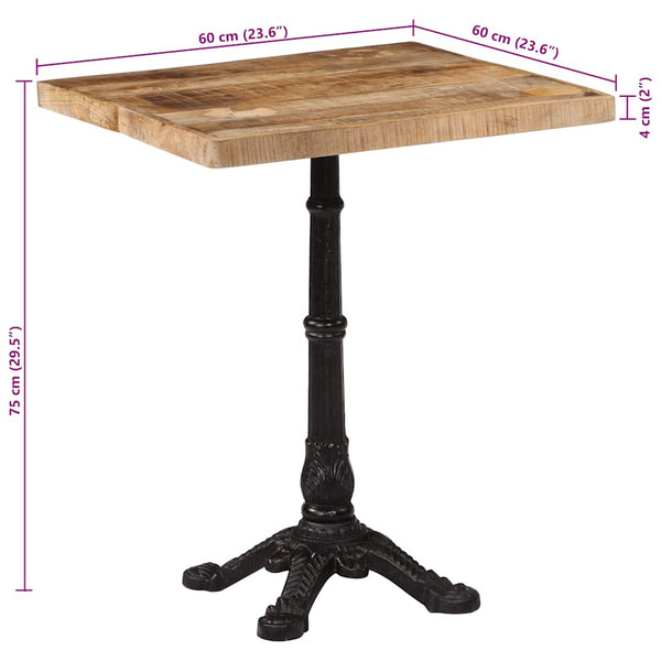 Bistrotisch Raues Mangoholz 60x60 cm
