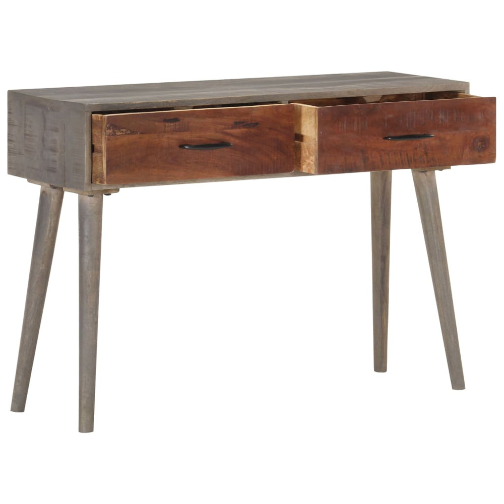 vidaXL Console Table Grey 110x35x75 cm Solid Rough Mango Wood