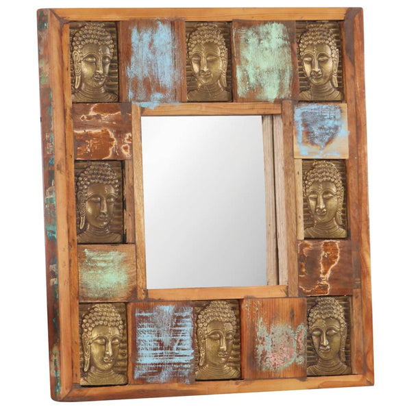vidaXL Mirror with Buddha Carving 50x50 cm Recycled Solid Wood