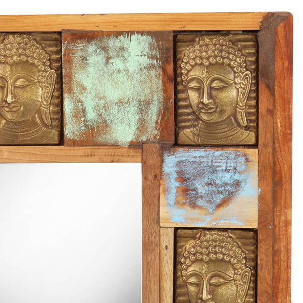vidaXL Mirror with Buddha Carving 50x50 cm Recycled Solid Wood