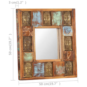 vidaXL Mirror with Buddha Carving 50x50 cm Recycled Solid Wood