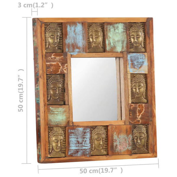 vidaXL Mirror with Buddha Carving 50x50 cm Recycled Solid Wood