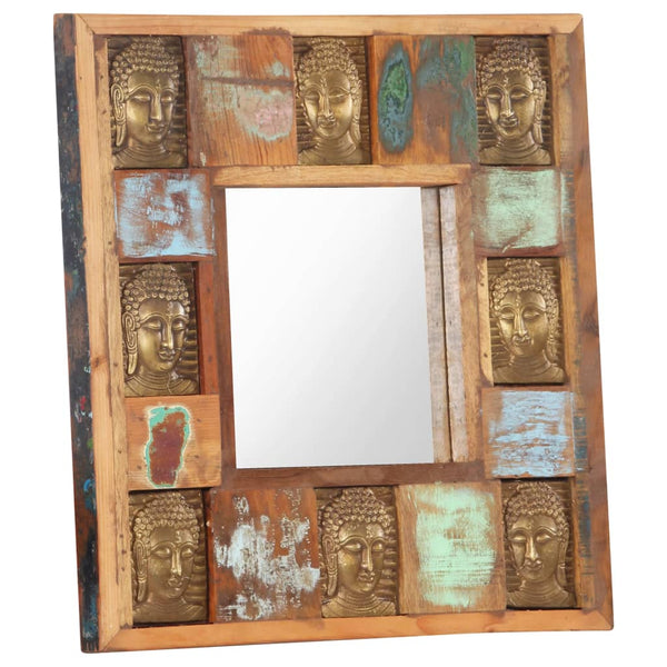 vidaXL Mirror with Buddha Carving 50x50 cm Recycled Solid Wood