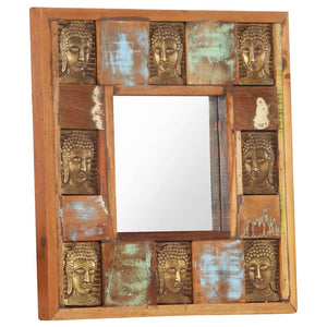 vidaXL Mirror with Buddha Carving 50x50 cm Recycled Solid Wood