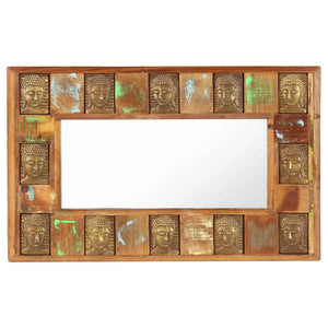 vidaXL Mirror with Buddha Decoration 80x50 cm Reclaimed Solid Wood