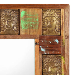vidaXL Mirror with Buddha Decoration 80x50 cm Reclaimed Solid Wood