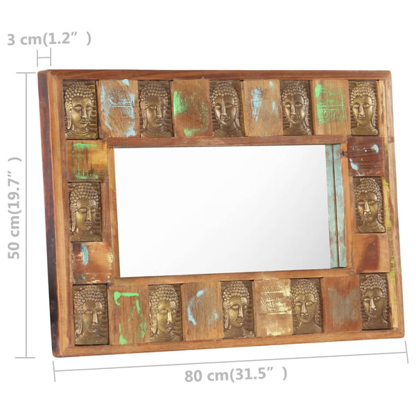 vidaXL Mirror with Buddha Decoration 80x50 cm Reclaimed Solid Wood