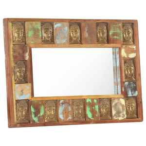 vidaXL Mirror with Buddha Decoration 80x50 cm Reclaimed Solid Wood