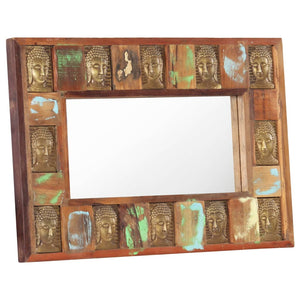vidaXL Mirror with Buddha Decoration 80x50 cm Reclaimed Solid Wood