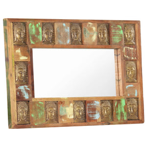 vidaXL Mirror with Buddha Decoration 80x50 cm Reclaimed Solid Wood