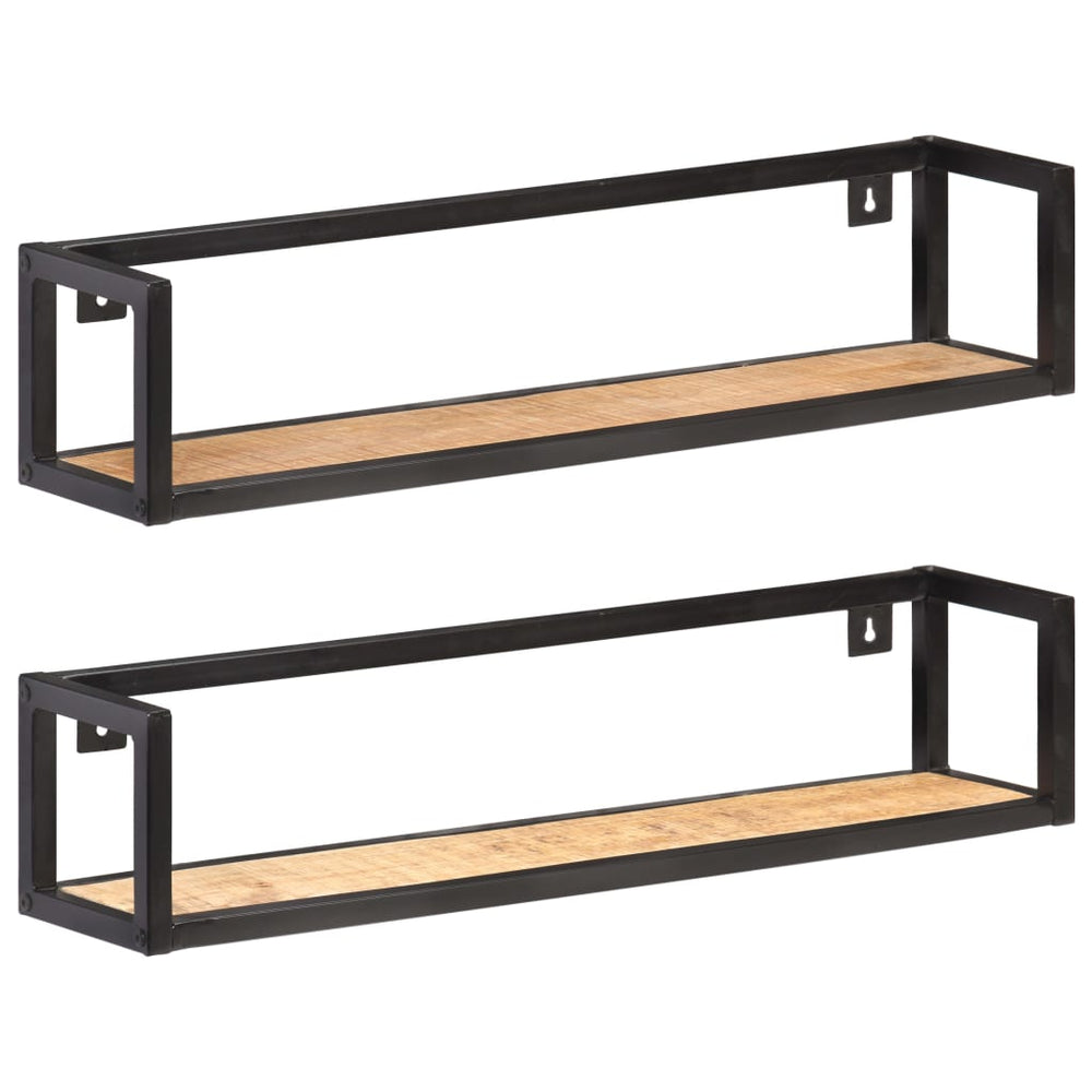 vidaXL Wall Shelves 2 pcs. 80 cm Rough Mango Wood