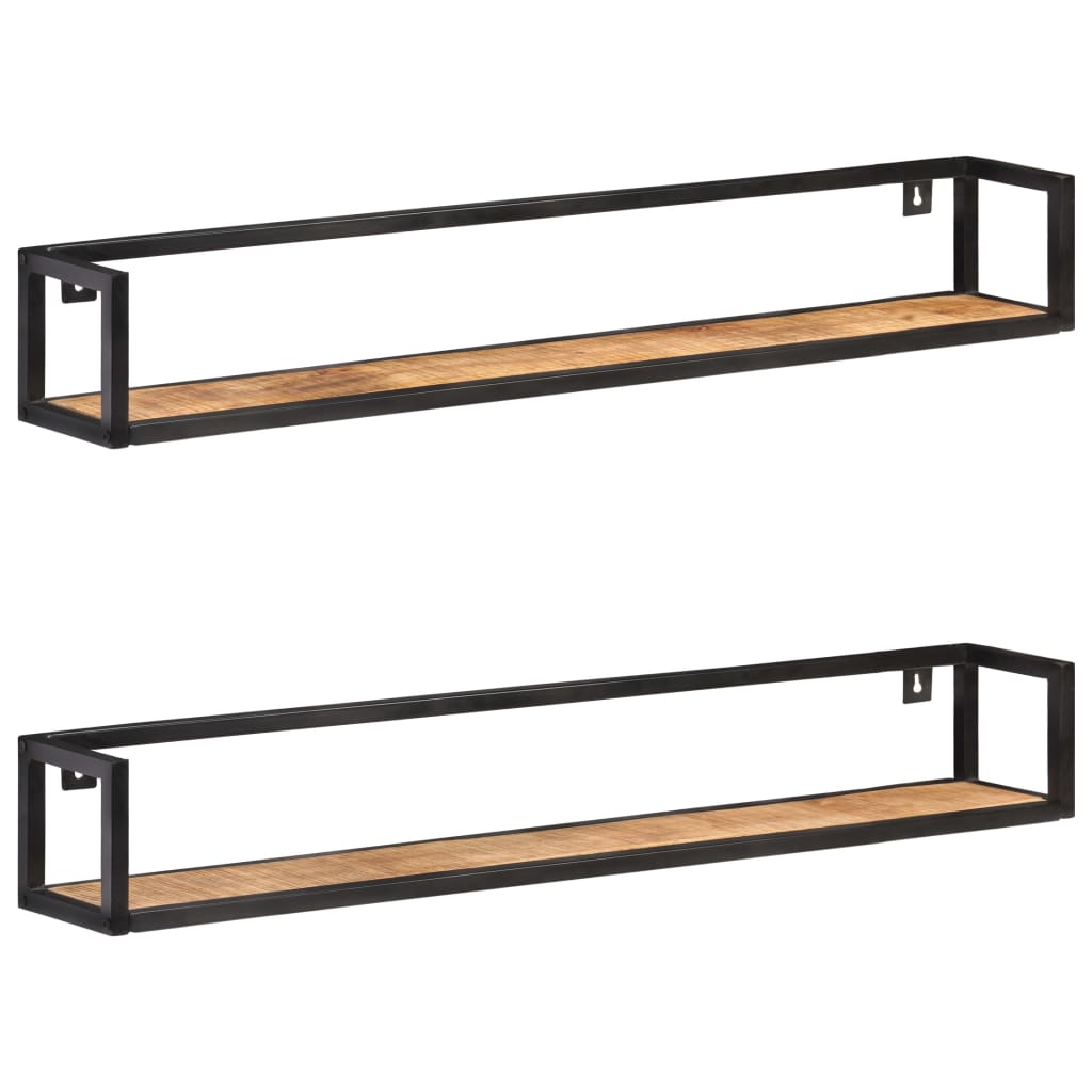 vidaXL Wall Shelves 2 pcs. 120 cm Rough Mango Wood