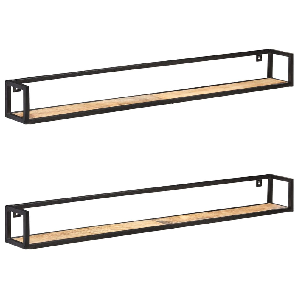 vidaXL Wall Shelves 2 pcs. 160 cm Rough Mango Wood