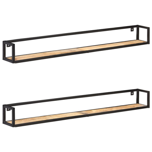 vidaXL Wall Shelves 2 pcs. 160 cm Rough Mango Wood