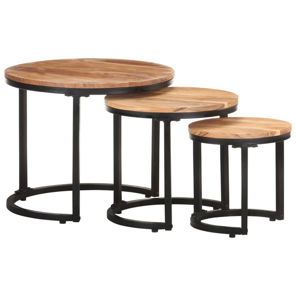 vidaXL Side Tables 3 pcs. Solid Acacia Wood