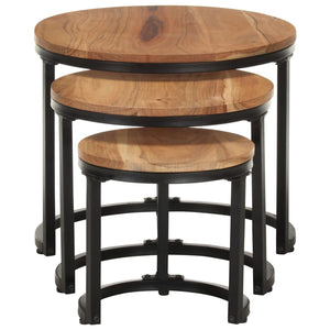 vidaXL Side Tables 3 pcs. Solid Acacia Wood