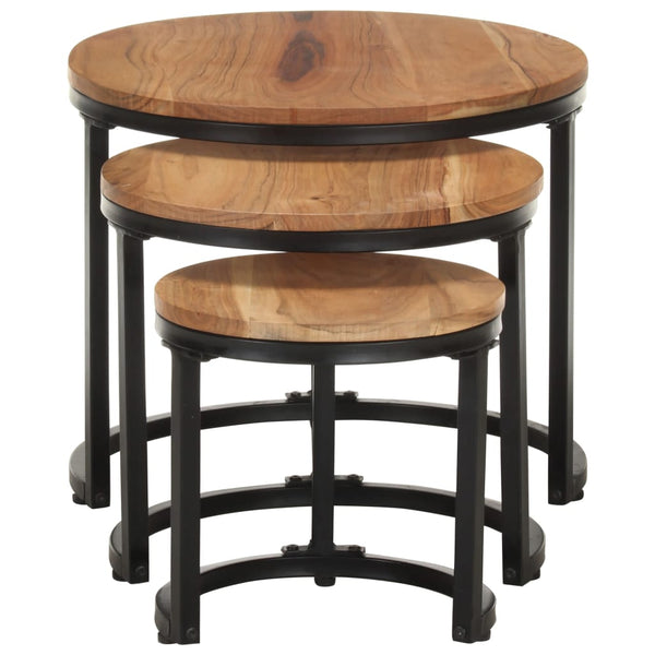 vidaXL Side Tables 3 pcs. Solid Acacia Wood