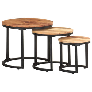 vidaXL Side Tables 3 pcs. Solid Acacia Wood