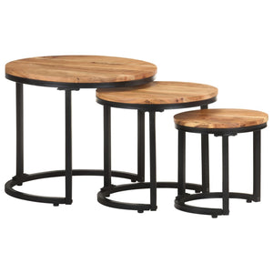 vidaXL Side Tables 3 pcs. Solid Acacia Wood
