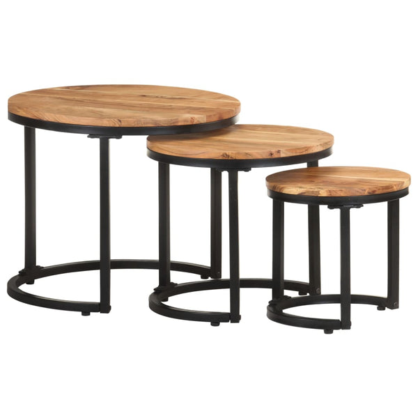 vidaXL Side Tables 3 pcs. Solid Acacia Wood