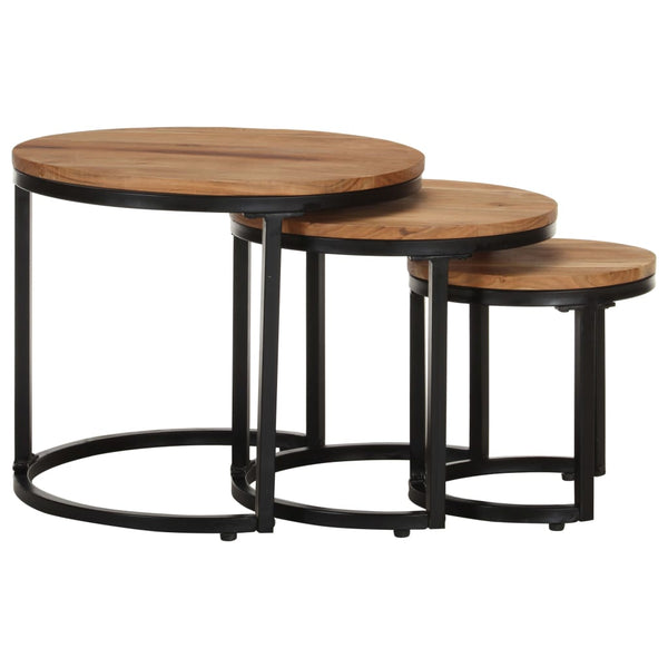vidaXL Side Tables 3 pcs. Solid Acacia Wood