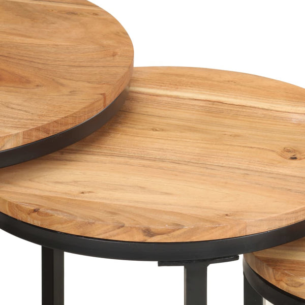vidaXL Side Tables 3 pcs. Solid Acacia Wood