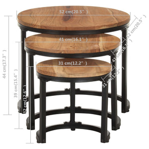 vidaXL Side Tables 3 pcs. Solid Acacia Wood