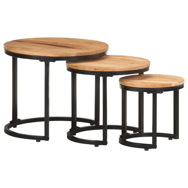 vidaXL Side Tables 3 pcs. Solid Acacia Wood