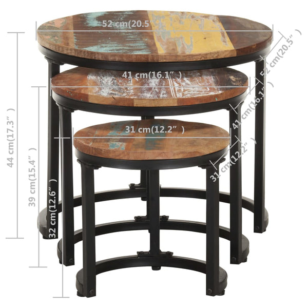 vidaXL Side Tables 3 pcs. Recycled Solid Wood