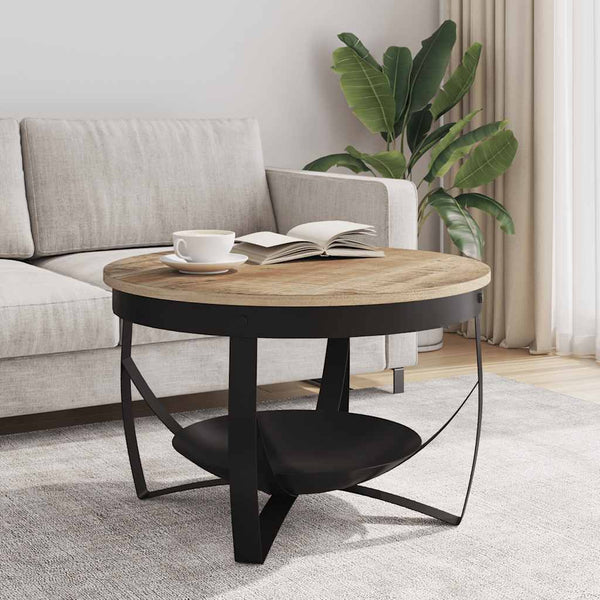 vidaXL Coffee Table Ø68x43 cm Rough Mango Wood