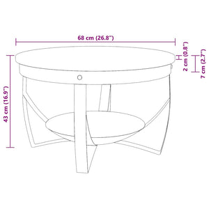vidaXL Coffee Table Ø68x43 cm Solid Acacia Wood