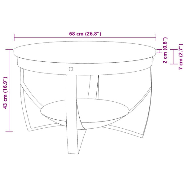 vidaXL Coffee Table Ø68x43 cm Solid Acacia Wood