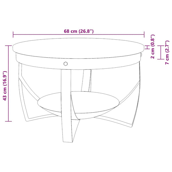 vidaXL Coffee Table Ø68x43 cm Recycled Solid Wood