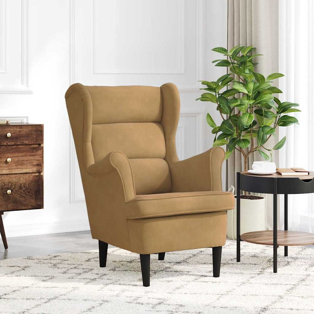 vidaXL Armchair Brown Velvet