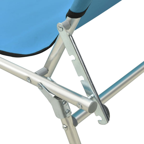 vidaXL Folding Sun Lounger with Canopy Steel Turquoise