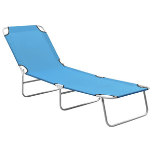 vidaXL Folding Sun Lounger Steel and Fabric Turquoise